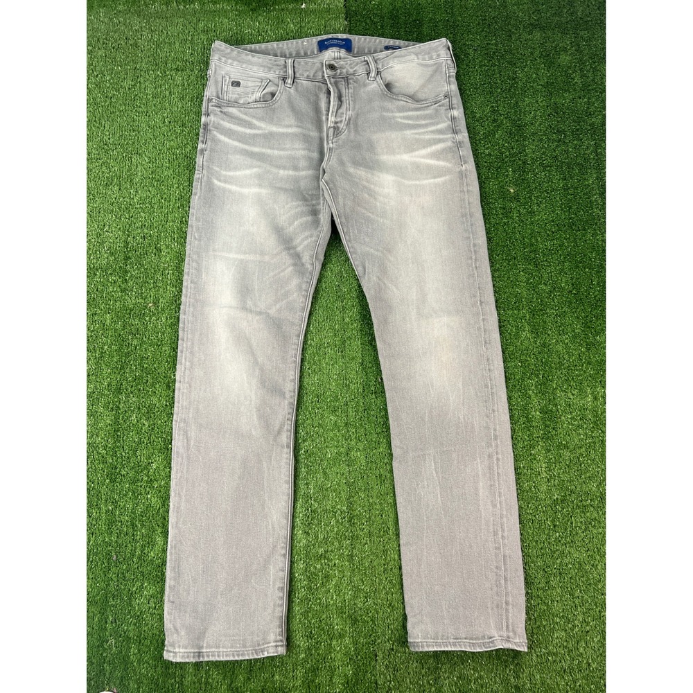Scotch & Soda Amsterdams Blauw Vernon Grey Regular Slim Fit Jeans Mens 34x32